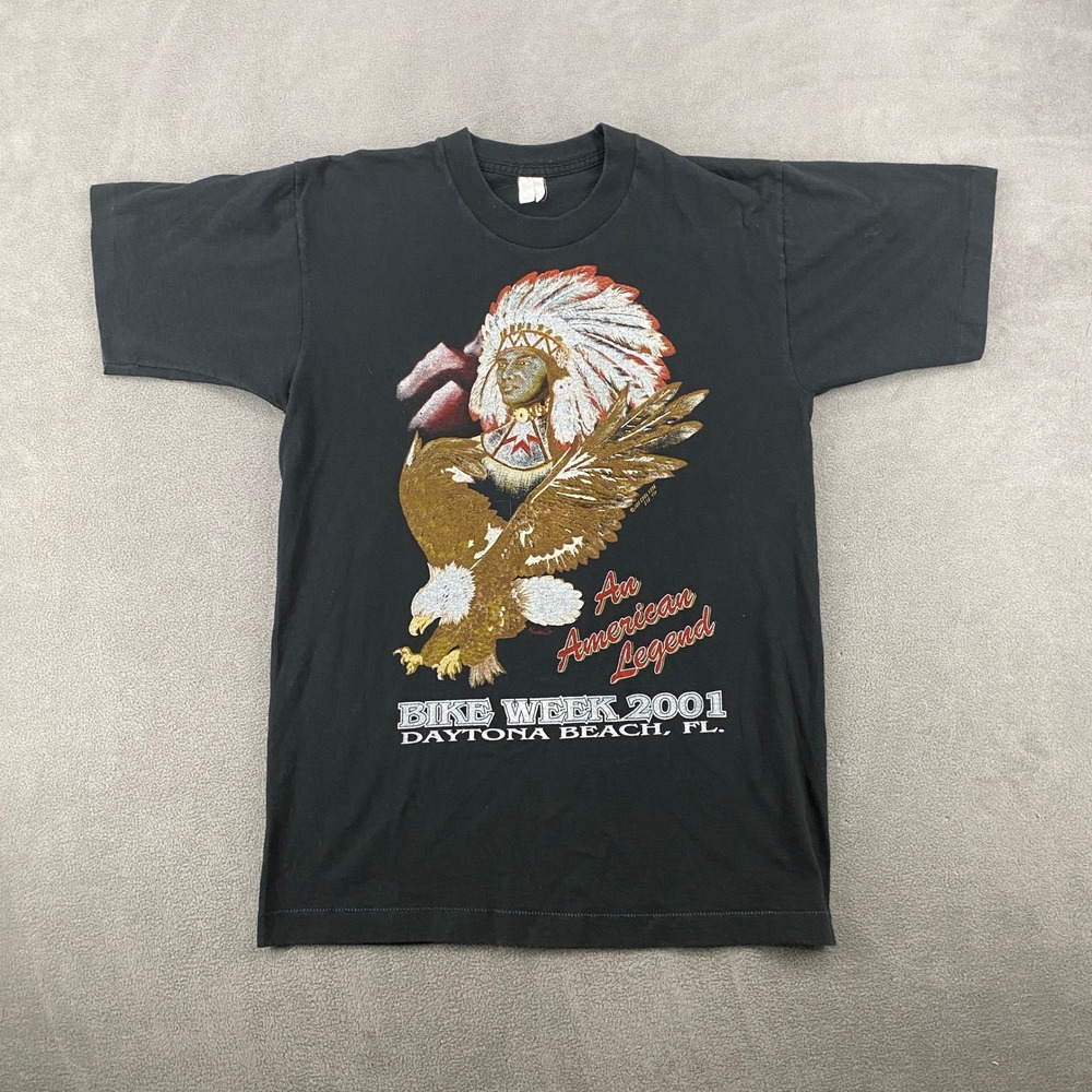 Vintage Bike Week 2001 Daytona Beach T-Shirt American Legend Eagle Black S/M